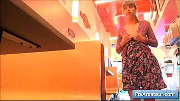 Play Naughty blonde teen amateur Alana gets kinky and finger fuck her juicy cunt in a diner