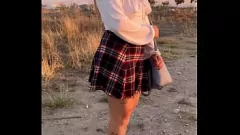 Play Public Flashing: College Newcomer Fucked & Filled with Cum Outdoors
