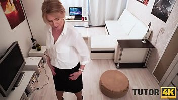 Play TUTOR4K. Man puts professor down on her knees for blowjob and fucks her